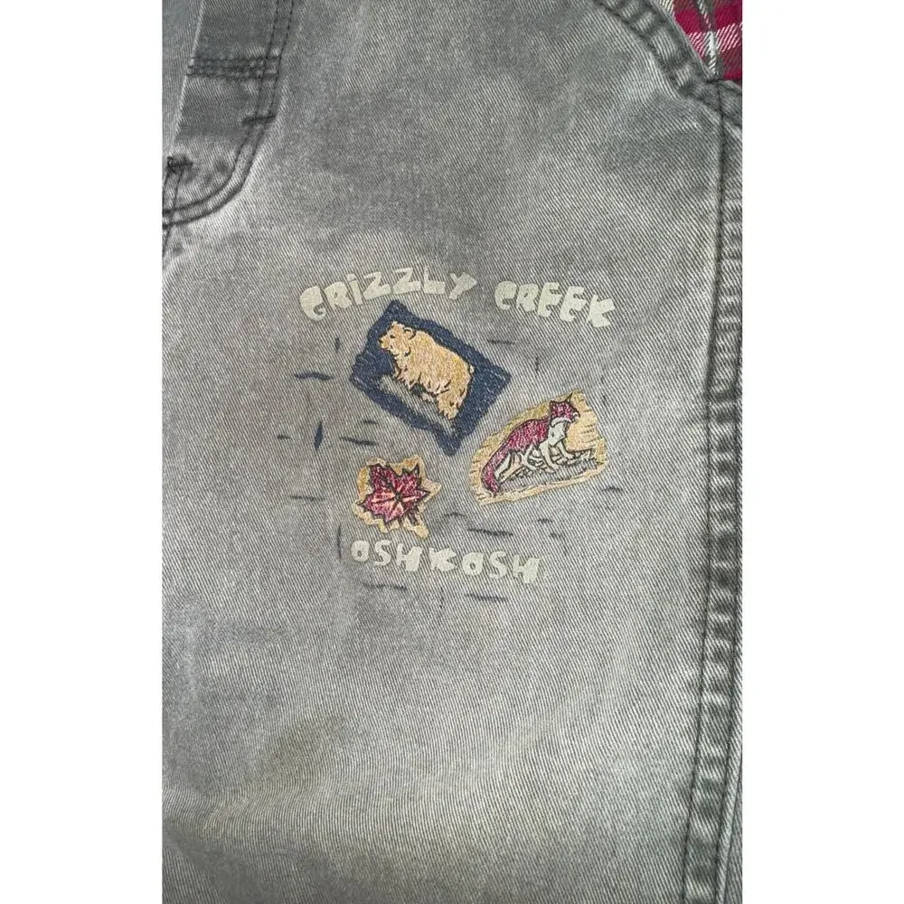 Vintage Y2K 90s Oshkosh Overalls Vestbak Patchwork Plaid Denim 24‎ Months Bear